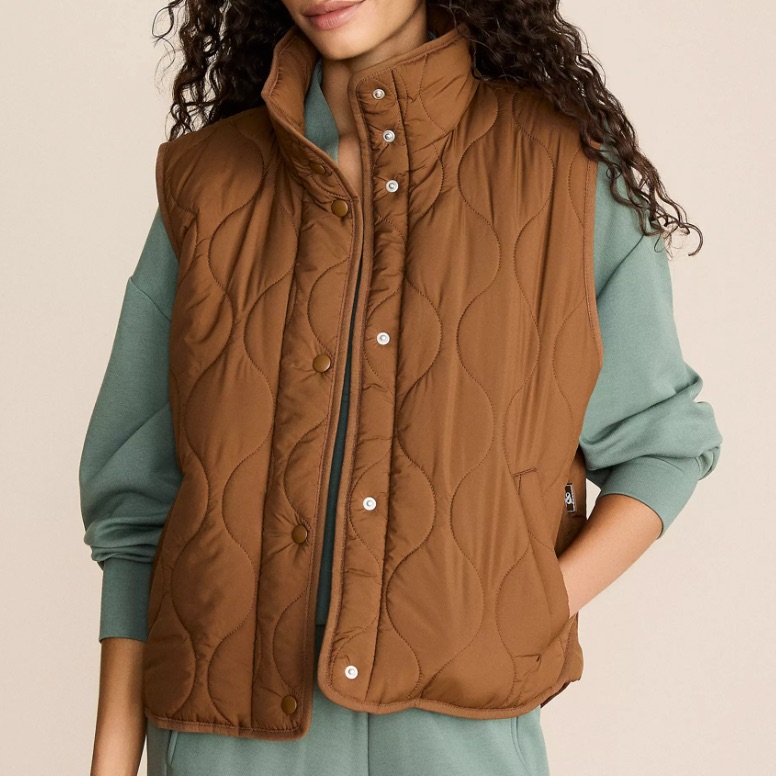 Lou & Grey Brown Quilted Pocket Vest